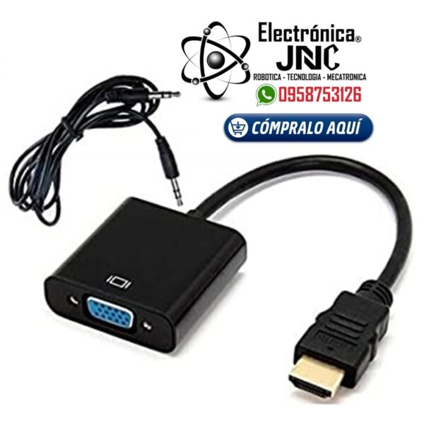 CABLE ADAPTADOR CONVERTIDOR DE HDMI MACHO A VGA HEMBRA FULL HD 1080P