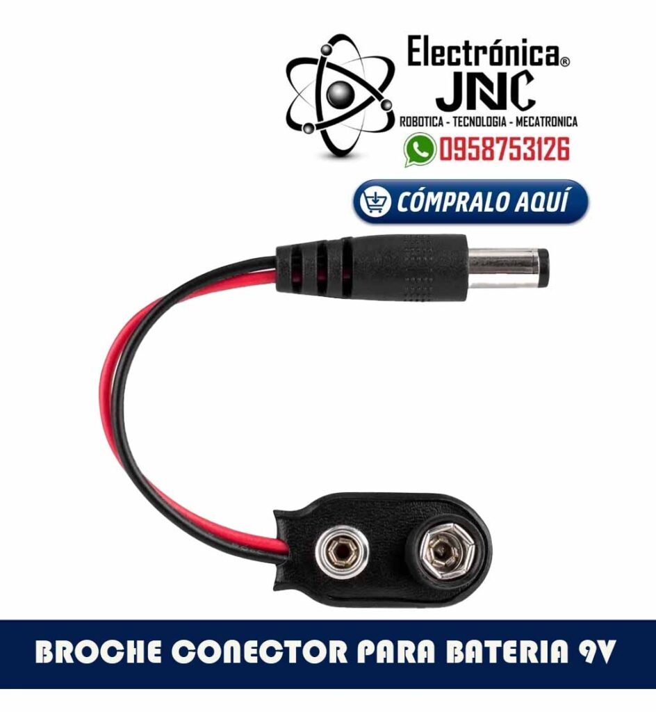 BROCHE CONECTOR PARA BATERIA 9V CON PLUG DC