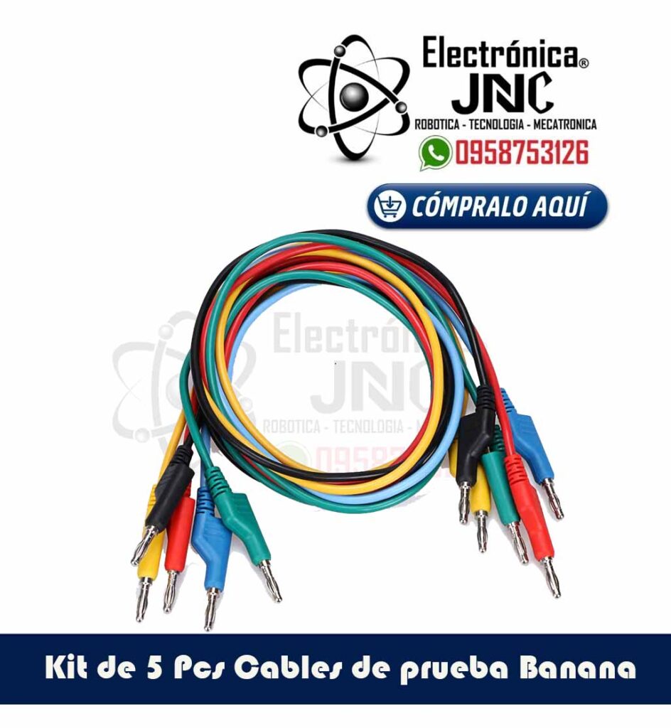 Kit de 5 Pcs 1m Cables de prueba tipo Banana 4mm