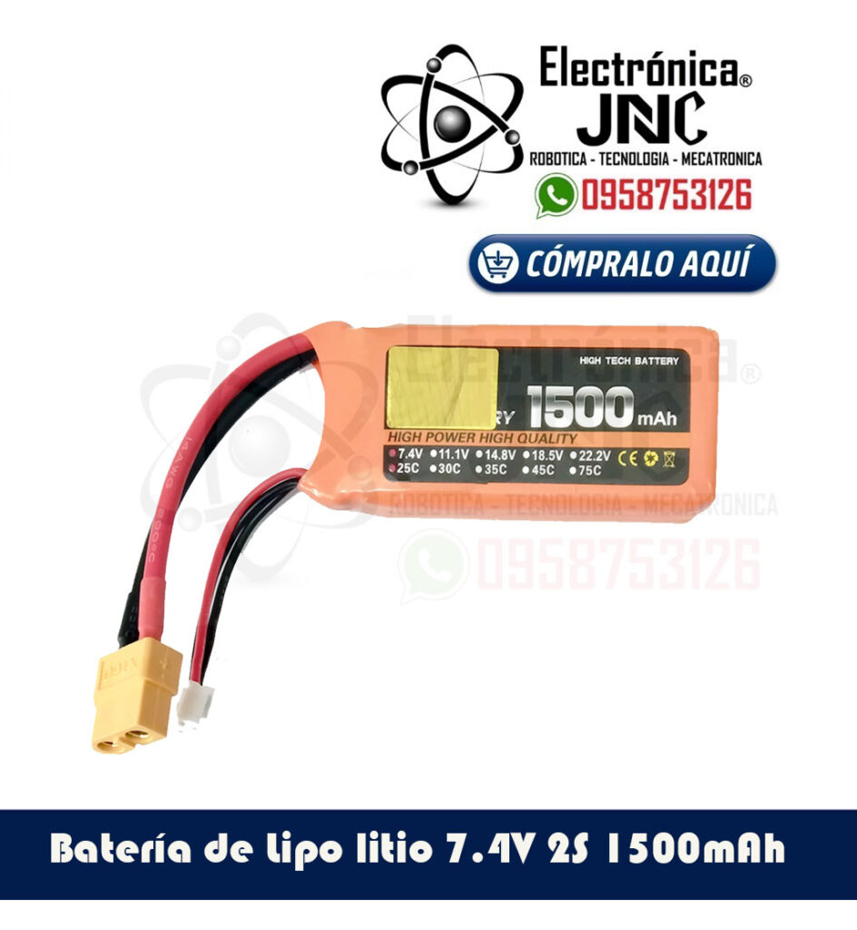 Batería de Lipo litio 7.4V 2S 1500mAh